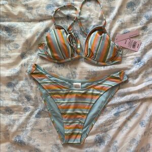 Wild Fable Striped Bikini Set